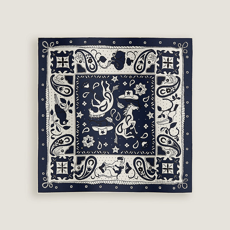 Animaux Bandana 55方巾- 藍色| Hermès 愛馬仕台灣地區官網